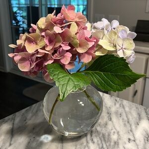 BULBOUS glass vase beautifully displays your Garden Flowers Heavy